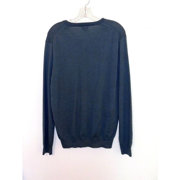 J.Crew Teal Sweater Men’s Medium 100% Italian Merino Wool V Neck Long Sleeve - Picture 3 of 4